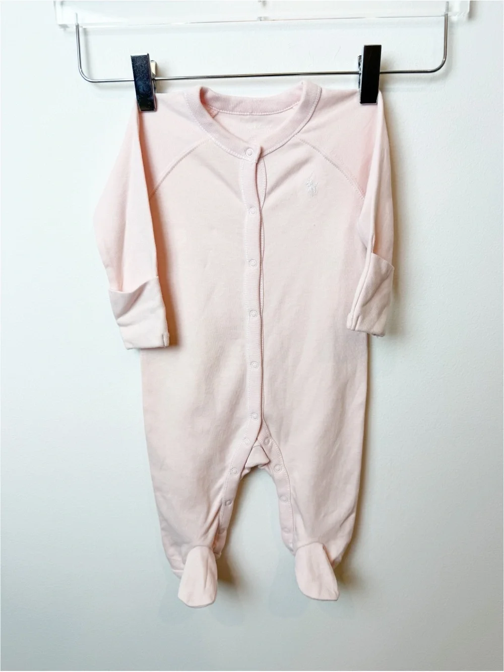 Ralph Lauren | Pale Pink Cotton Snap Front Baby Onesie